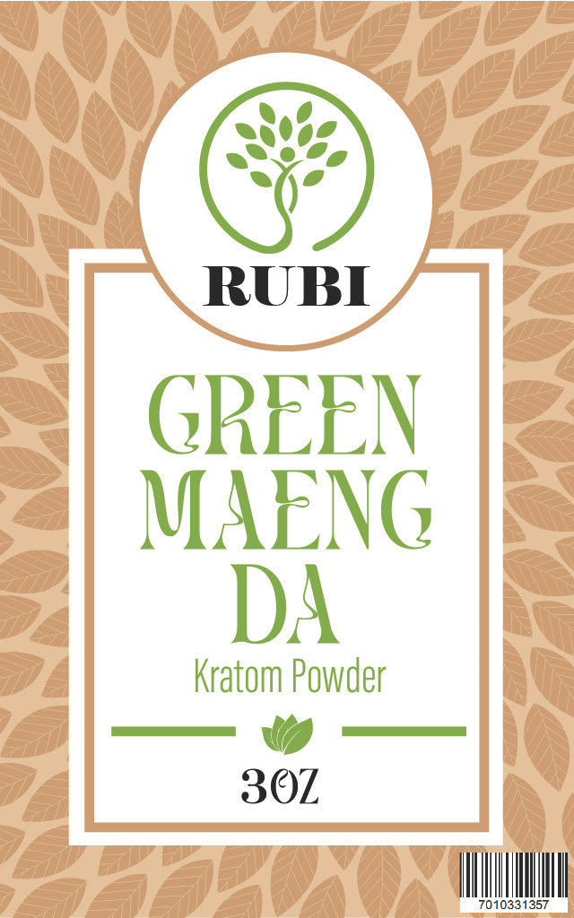 Rubi Kratom Powder 3OZ Green Maeng Da