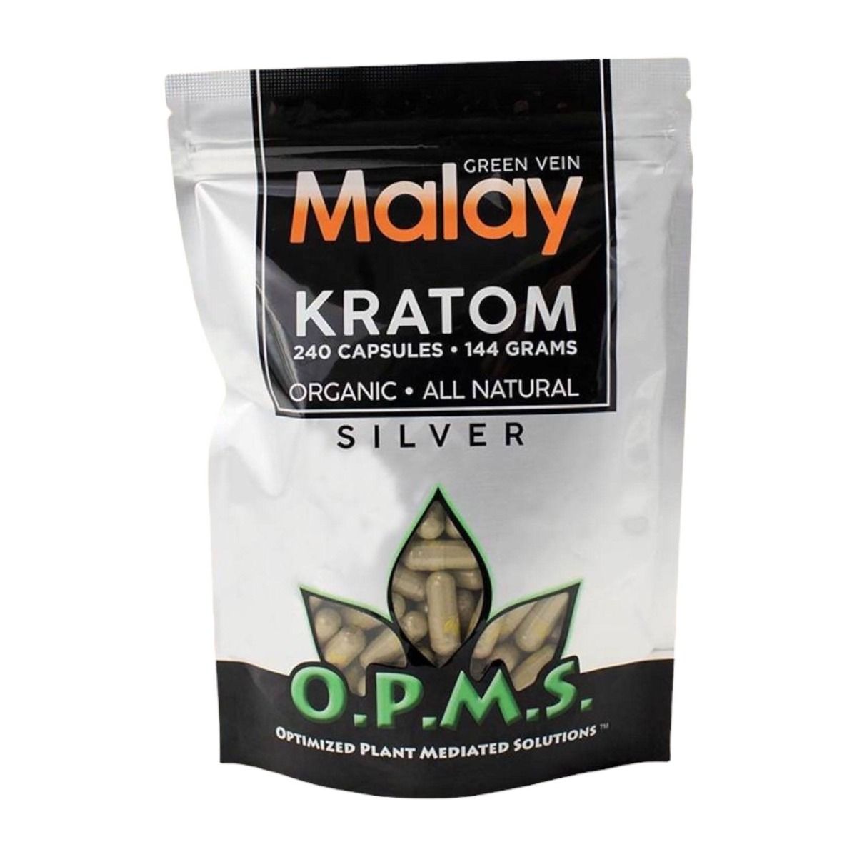 OPMS Kratom Caps 240CT Silver Malay Green