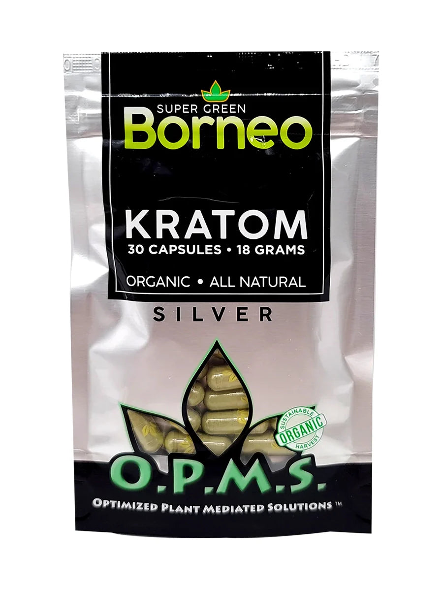 OPMS Kratom Caps 30CT Silver Super Green Borneo