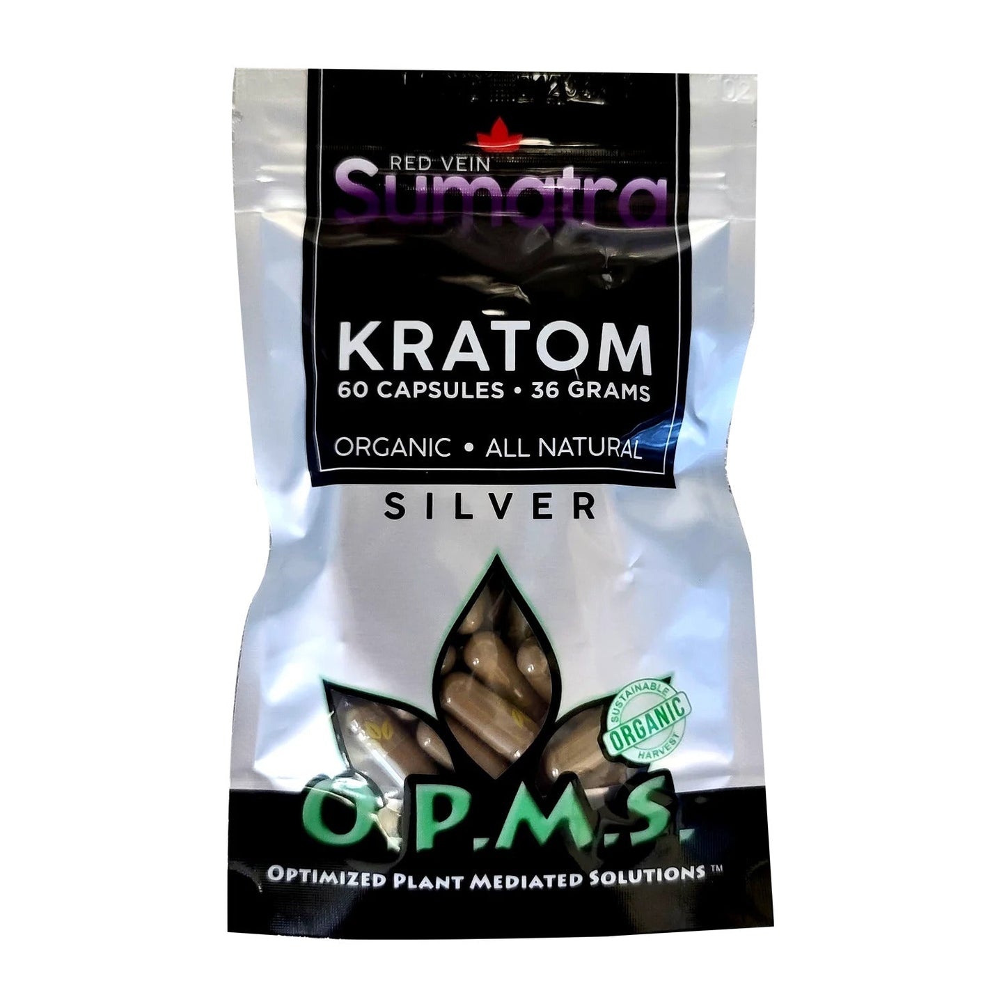 OPMS Kratom Caps 60CT Silver Sumatra Red