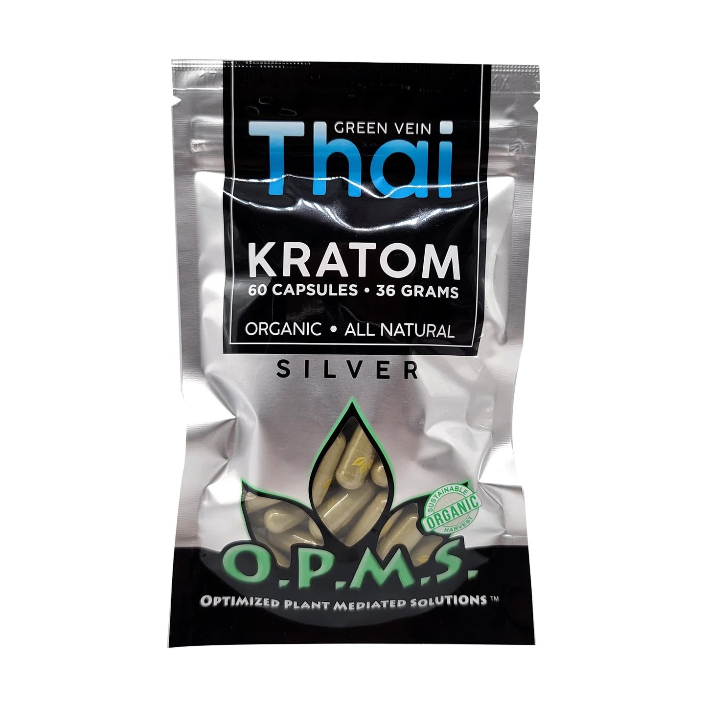 OPMS Kratom Caps 60CT Silver Thai Green