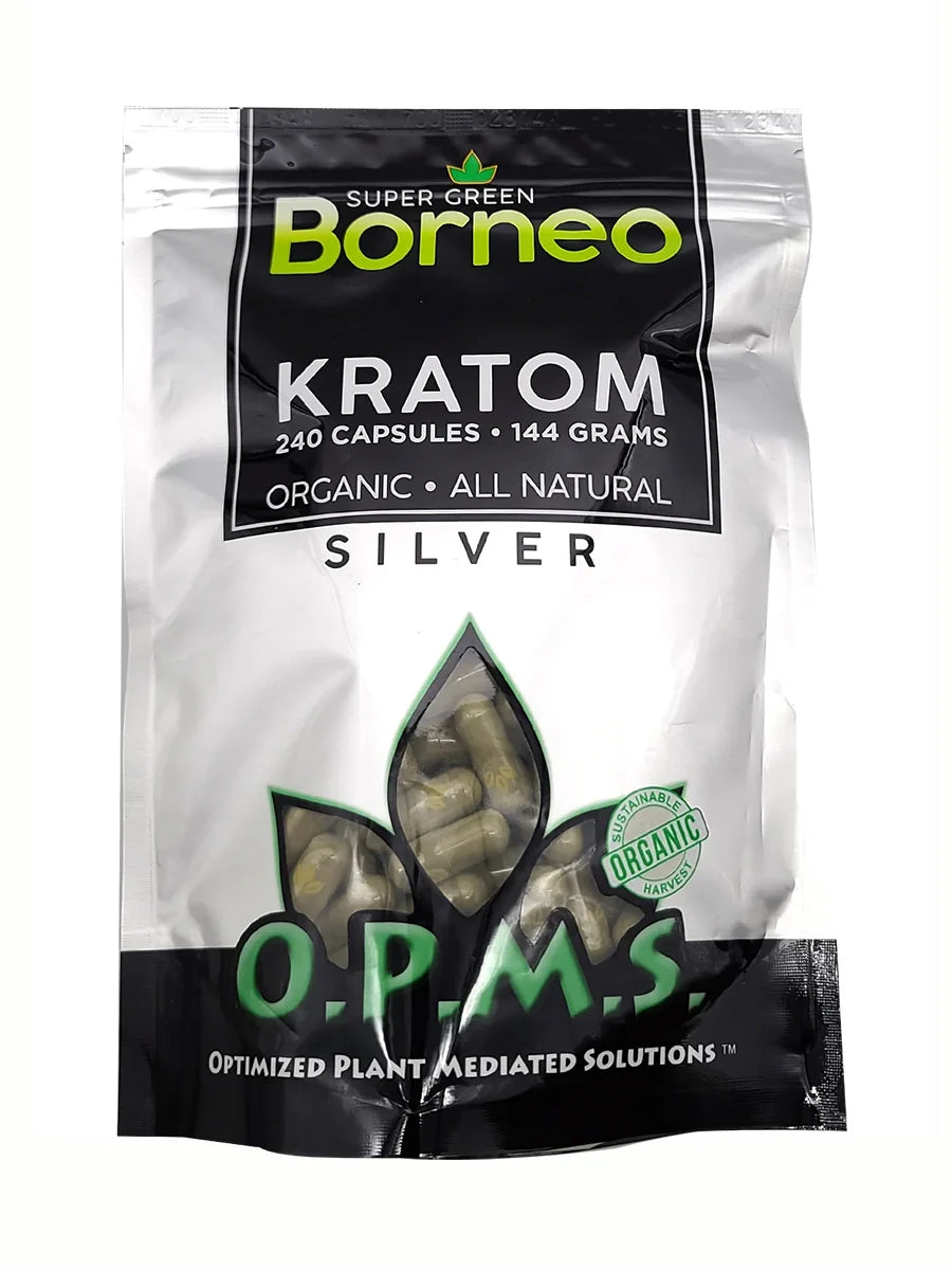 OPMS Kratom Caps 480CT Silver Super Green Borneo