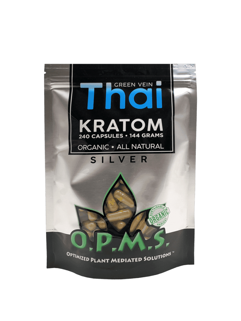 OPMS Kratom Caps 240CT Silver Green Vein Thai